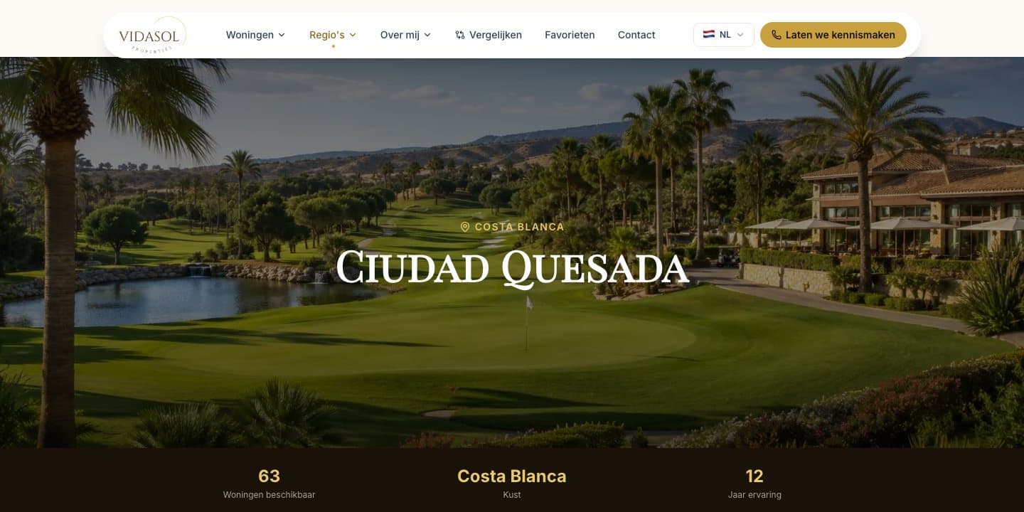Regiopagina Ciudad Quesada op vidasolproperties.com