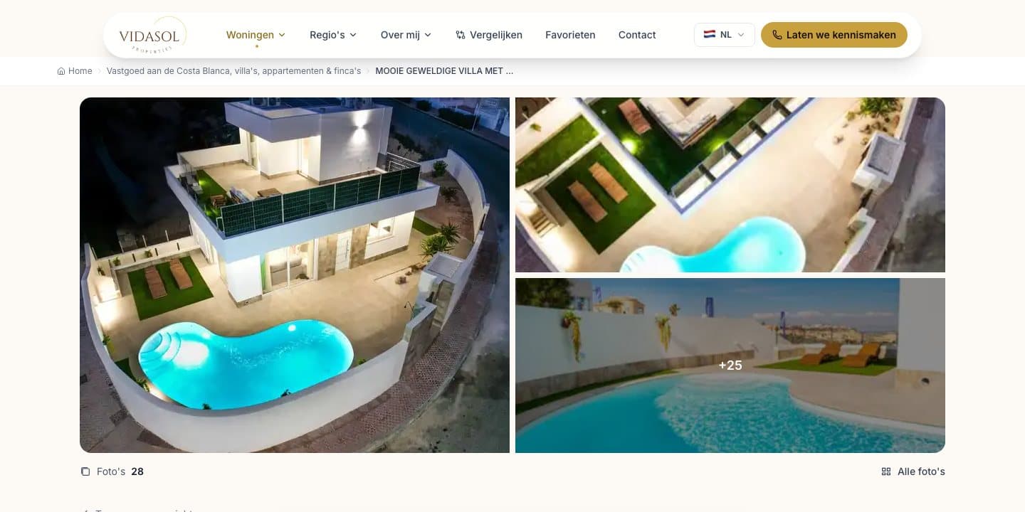 Woningdetailpagina op vidasolproperties.com