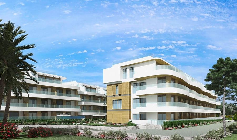 Nieuwbouwappartementen met balkons en palmen, Costa Blanca